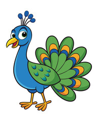 peacock cartoon character design illustration