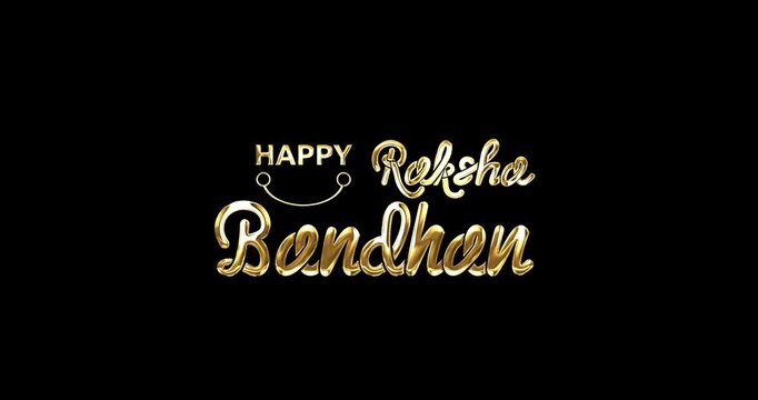 Happy Raksha Bandhan animated with alpha channel. Handwritten modern calligraphy text animation in luxury gold color and alpha matte.  Great for Celebration, festivals, and events