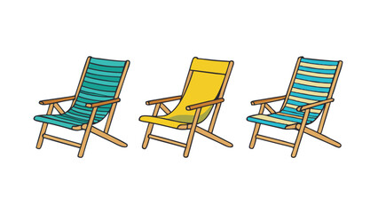 Trendy Set of 3 Beach Chair Silhouettes - Vector SVG & Cricut Files