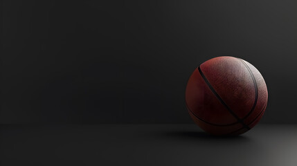 Obraz premium Basketball on black background: A basketball displayed on a black background.