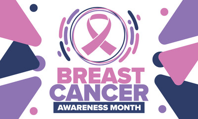 Breast Cancer Awareness Month. Pink october. Pink ribbon. Woman healthcare. Celebrate annual. Medic concept. Girl solidarity. Cancer prevention. Female disease. Poster, banner and background. Vector