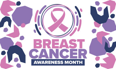 Breast Cancer Awareness Month. Pink october. Pink ribbon. Woman healthcare. Celebrate annual. Medic concept. Girl solidarity. Cancer prevention. Female disease. Poster, banner and background. Vector