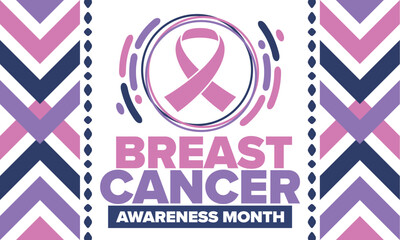 Breast Cancer Awareness Month. Pink october. Pink ribbon. Woman healthcare. Celebrate annual. Medic concept. Girl solidarity. Cancer prevention. Female disease. Poster, banner and background. Vector