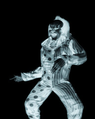 bad clown is pointing the way