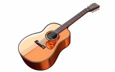 Obraz premium Detailed Vector Illustration of Acoustic Guitars Showcasing Polished Wood Finish and Craftsmanship for Musical Performances