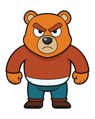 A angry bear cartoon character design illustration