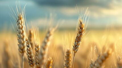 Obraz premium wheat ears field white paper background blurry beams golden ratio weather greed borders reaching towards heavens