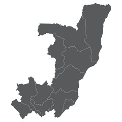 Fototapeta premium The Republic of the Congo map. Map of The Republic of the Congo in administrative provinces in grey color