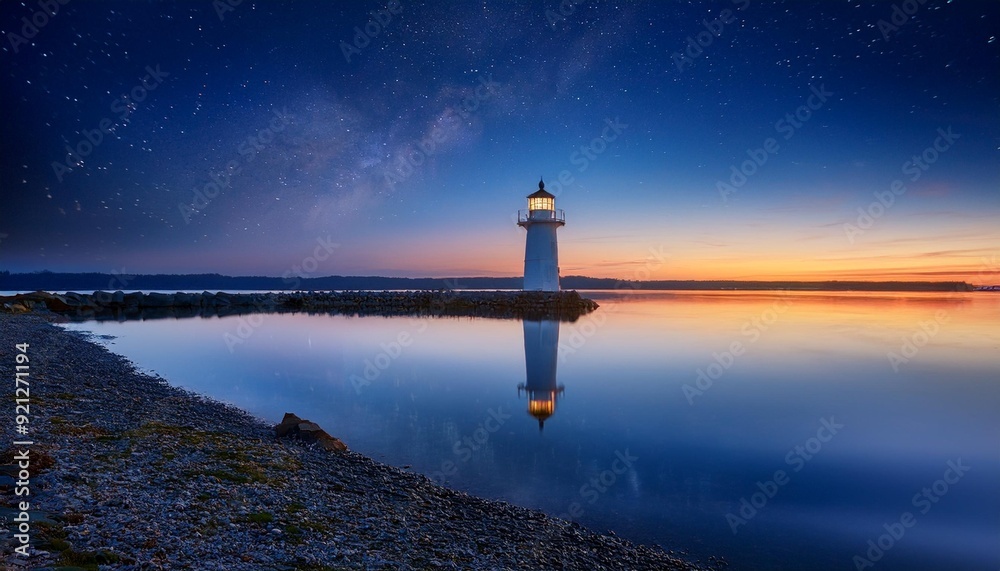 Wall mural lighthouse at night