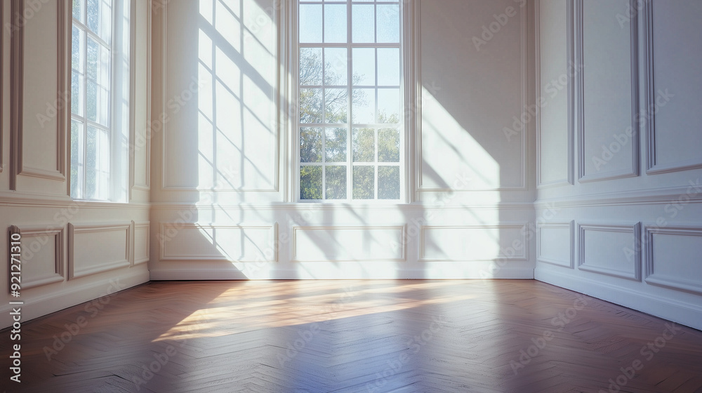 Poster empty room with windows