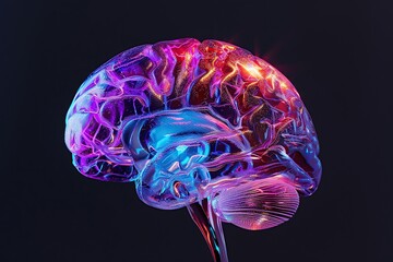 Holographic of human brain on black background
