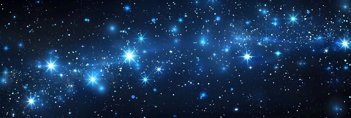 Fototapeta premium dark blue background with stars, dark night sky, stars in the shape of an x on black background, glowing stars, stars in different sizes and shapes, some large and more blurred starlight around them, 
