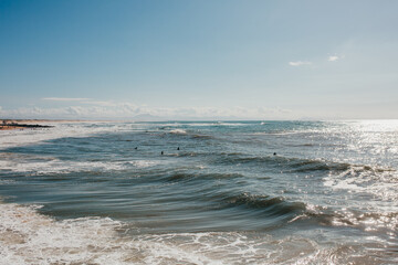 Surfers in the waves in Capberton, France.
