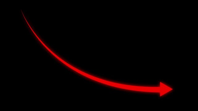 abstract business graph chart icon animation background 4k. fall down arrow;Business decline trend.