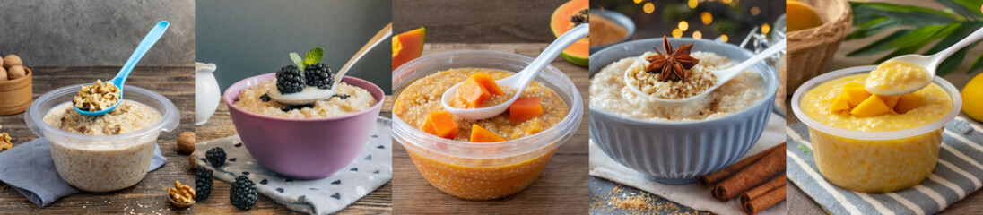 Verschiedene Schalen mit Babybrei