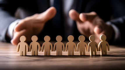 Concepto de estrategia empresarial de trabajo en equipo de liderazgo de gestión de recursos humanos