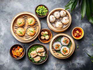 A Dim Sum. The most popular Chinese dishes. A variety of bite-sized dishes traditionally served in small steamer baskets or on small plates, commonly found in Cantonese cuisine.