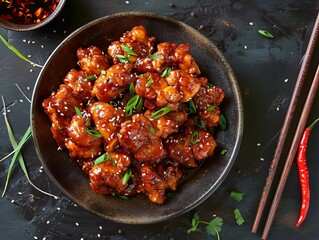 A General Tso’s Chicken. The most popular Chinese dishes. A sweet, slightly spicy deep-fried...