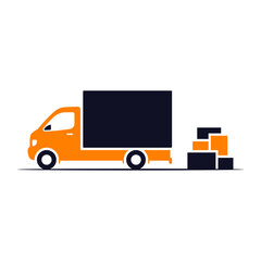 Truck and boxes icon. Delivery van. Colored silhouette. Side view. Vector simple flat graphic illustration. Isolated object on white background. Isolate.
