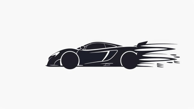 Logo design for an exotic car dealership featuring a supercar icon silhouette on a white background, with a vector illustration of a sports vehicle. 