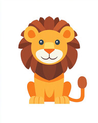 cute cartoon adult sized lion smiling looking happy in a sitting position. 4k full hd animal illustration design art isolated on white background