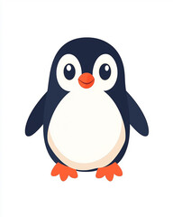 Obraz premium cute and friendly baby cartoon penguin with a big smile. 4k full hd animal illustration design art isolated on white background