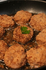cook food at home, fry meat