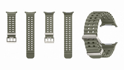 Closeup of smartwatch bands, isolated on white background.