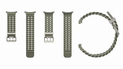 Closeup of smartwatch bands, isolated on white background.