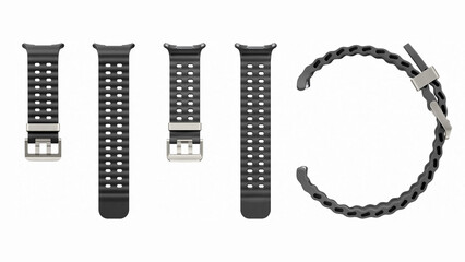 Closeup of smartwatch bands, isolated on white background.