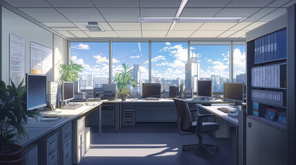 Naklejka premium empty office atmosphere anime