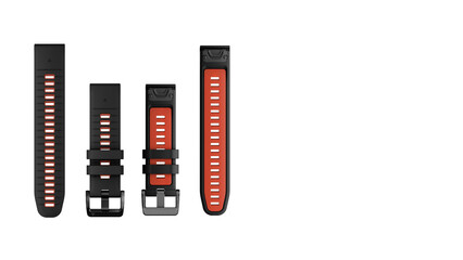 Closeup of smartwatch bands, isolated on white copy-space background.