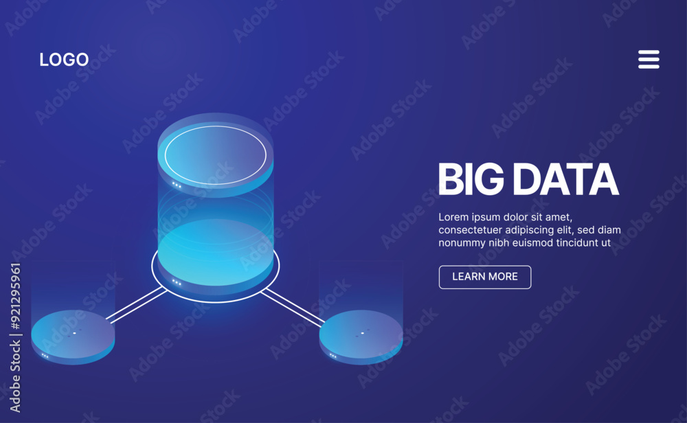 Poster data processing concept, server room, web hosting concept, abstract technology objects.