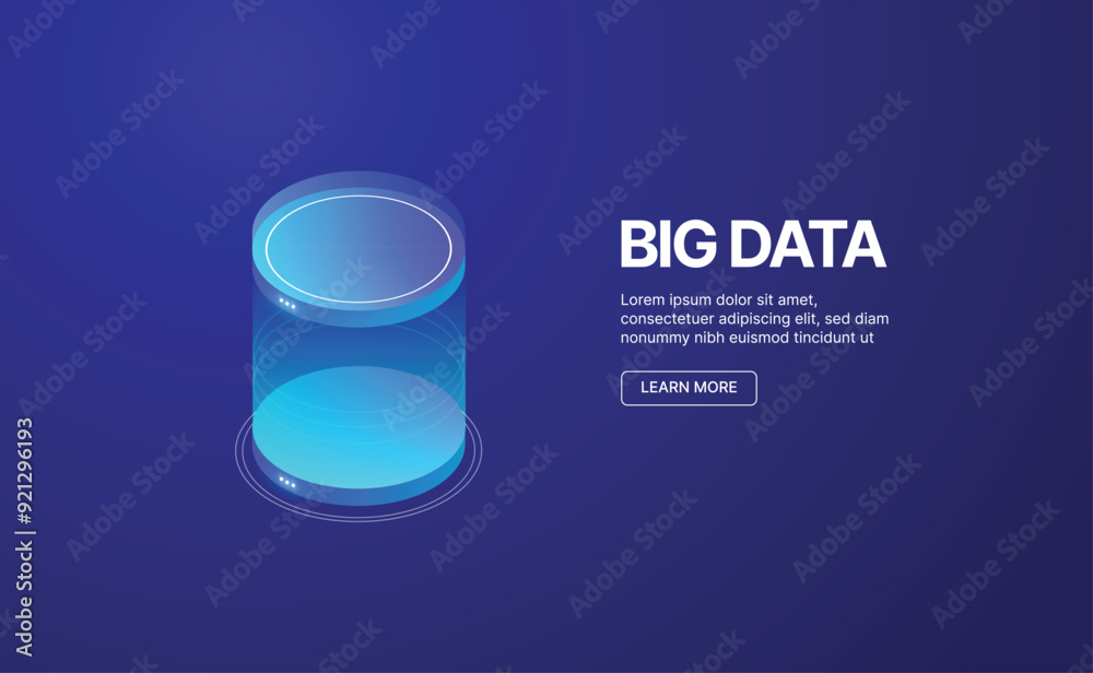 Poster data processing concept, server room, web hosting concept, abstract technology objects.