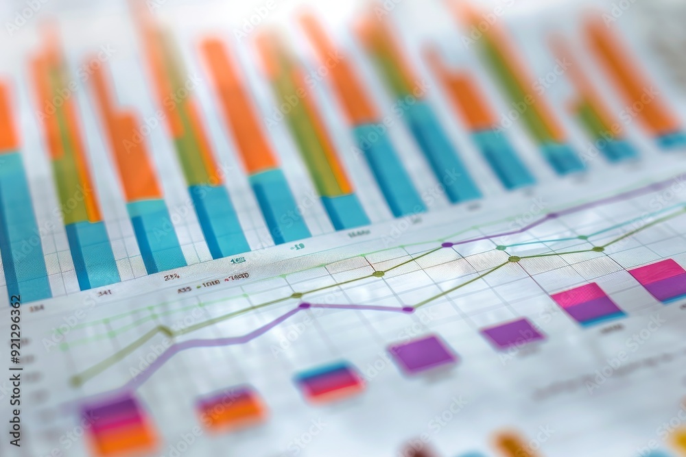 Sticker Detailed view of business graphs and charts showing trend analysis for website traffic, Incorporate trend analysis for website traffic fluctuations