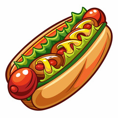 Food of a delicious hot dog topped with art vector