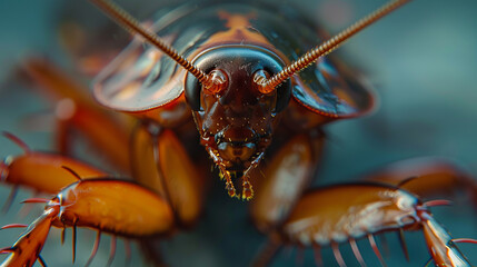 Extreme close-up of the segmented legs and antennae of a cockroach