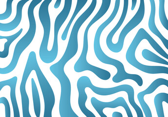 Abstract wallpaper, background of wavy lines. water,tiger, zebra stripes. Blue gradient colors.Vector illustration. Graphic design. Trippy pattern in hand draw style.