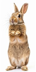 Obraz premium Funny Rabbit Standing on Hind Legs in Easter Isolated on White Background