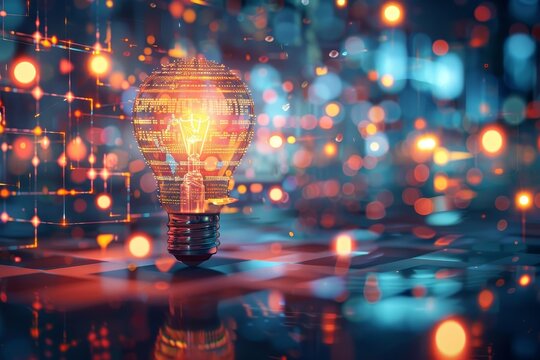 A bright light bulb positioned at the center of a chess board, Incorporating interactive elements into digital marketing content