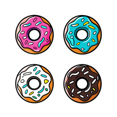 Vector colorful icon of four doughnuts on a isolated white background (7)