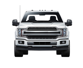 White Pickup Truck car front view of delivery Truck vector illustration isolated on transparent background