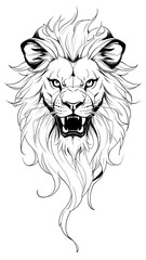 Obraz premium tattoo drawing with a fierce lion face