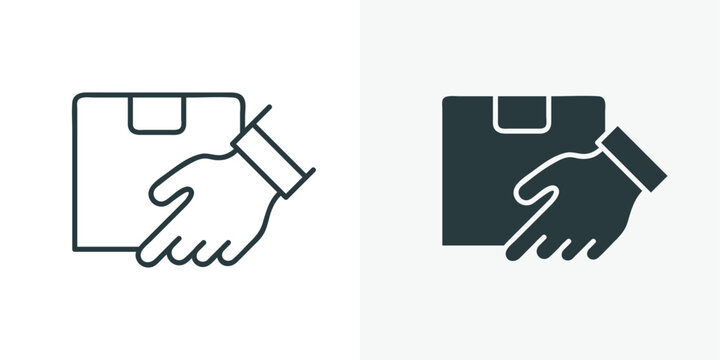 Delivery and shipping Icon. Hand-holding parcel box 