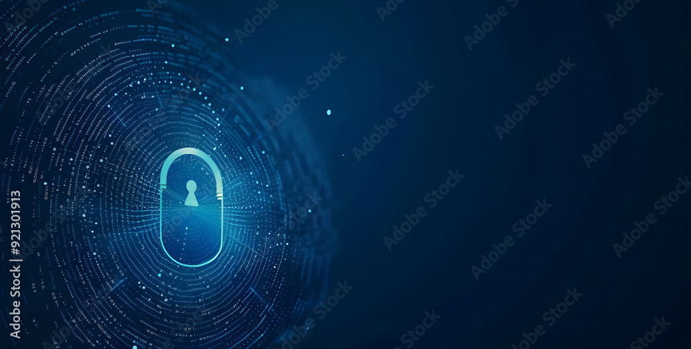 Poster vector abstract security system concept with a fingerprint on technology background design
