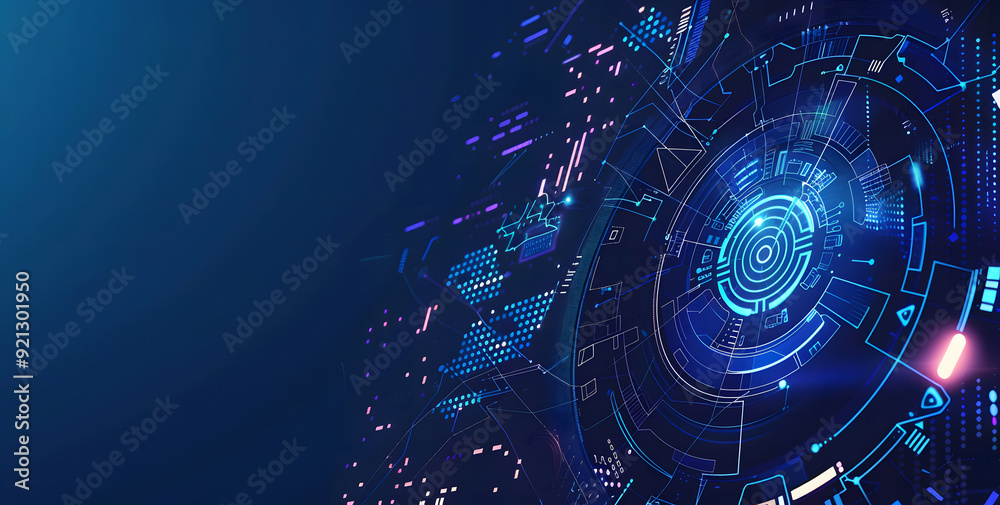 Poster vector abstract security system concept with a fingerprint on technology background design