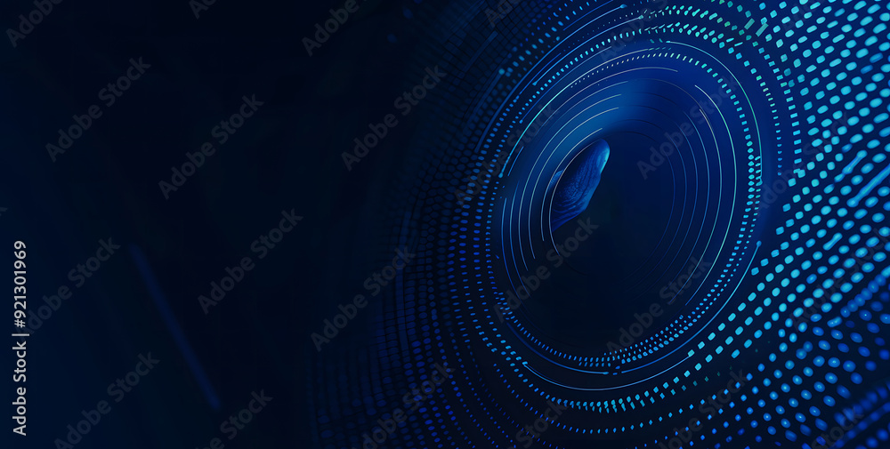 Poster vector abstract security system concept with a fingerprint on technology background design