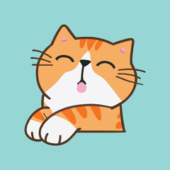 Vector Illustration of Cute Cartoon Cat Characters on Isolated Background