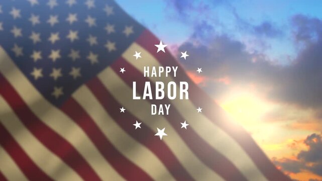 Happy Labor Day Banner With American Flag Loop