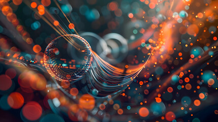 Fototapeta premium Abstract Background with Orange and Blue Bokeh Lights